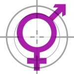 Male-female symbol in crosshairs