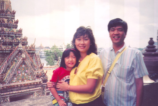 With her parents