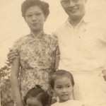 Lee (front left) with her parents and sister