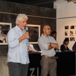 Artists Zakii Anwar and Jalaini Abu Hassan, project directors of WORKING, giving their speeches at the launch.