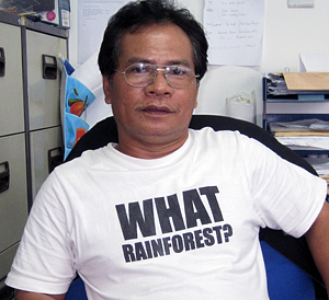 Mujah in Sadia’s office in Kuching, Sarawak.