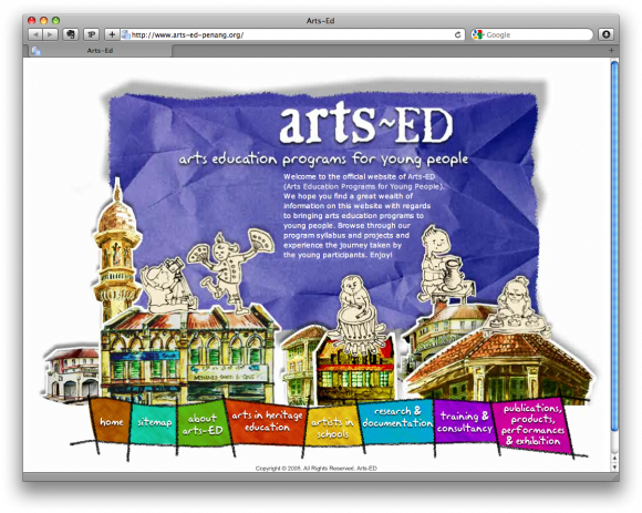 Screenshot of Arts-Ed's homepage Screenshot of Arts-Ed's homepage