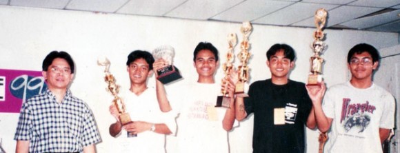 Reza and his band in Form Five in 1999, winning the annual talentime