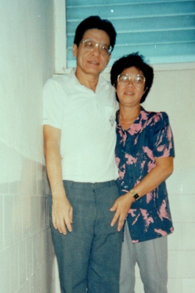 Lim and his wife posing for a photo in a toilet of the Taiping Hospital during his admission, as the hospital allows photography in the wards