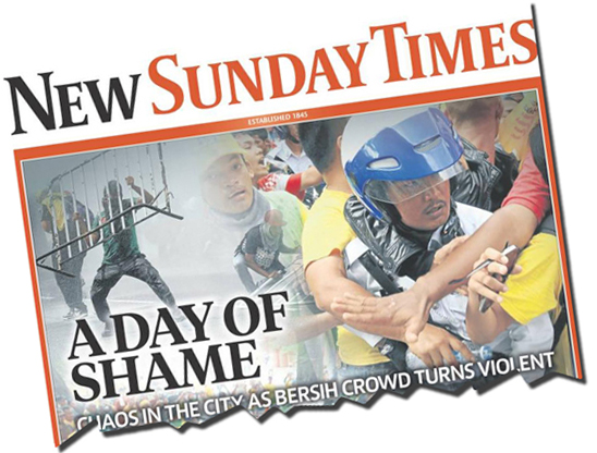 Bersih3.0_NST01b Some of the front-page headlines the day after the rally.