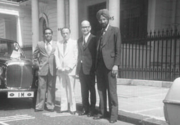 Ramon (far left) with Malaysian High Commissioner Datuk Abdullah Ali, Tan Sri Thong Yaw Hong and Inder Singh in London in 1965